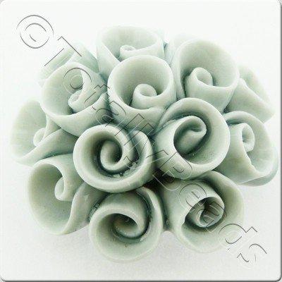 Ceramic Pendant - Swirl Flower - White&Grey