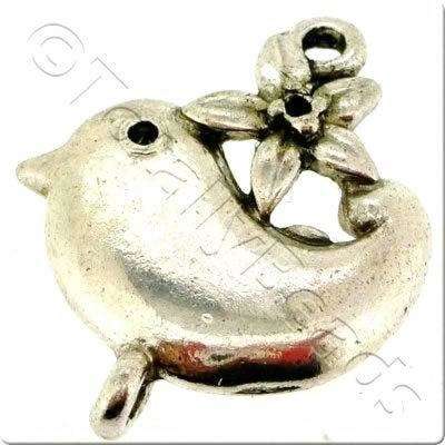 Antique Silver - Connector - Bird 6pcs