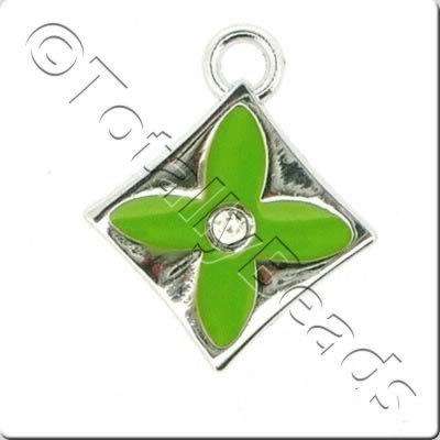 Enamel Charm - Diamond - Green
