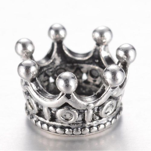 Metal Bead Crown 10mm 1pc   Antique Silver for jewellery making