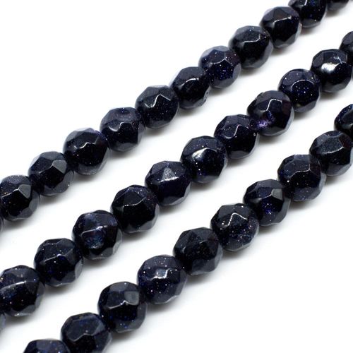 Blue Sandstone Bead - Facet Round 8mm 16" String