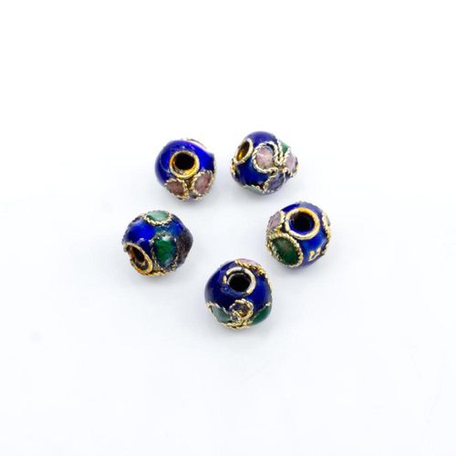 Cloisonne 6mm Round Bead   Dark Blue 1pc for jewellery making