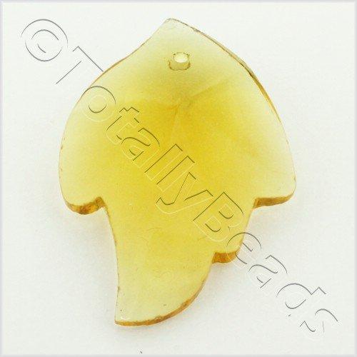 Glass Pendant Facet Leaf 27mm - Amber