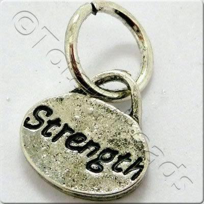 Tibetan Silver Message Tag/Charm - Strength 5pcs