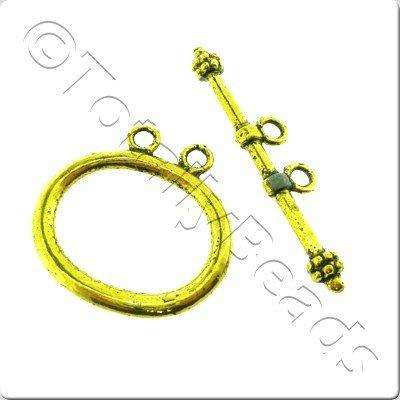 Metal Toggle 2 Loop Oval 2 Sets 21mm Antique  Gold