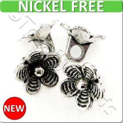 Antique Silver Metal Charm - Hanging Flower 10x8mm 20pcs