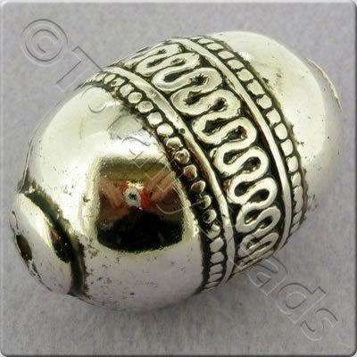 Acrylic Antique Silver Bead - Oval Wave Pattern 48mm