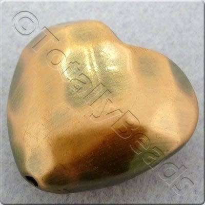 Acrylic Red Copper Bead - Facet Heart 30mm