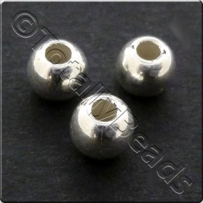 Metalised Acrylic Bead Large Hole Round 5mm - Silver 250pcs