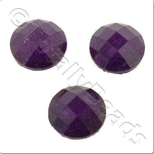 Resin Cabochon 10mm - Facet Sparkle Purple 10pcs