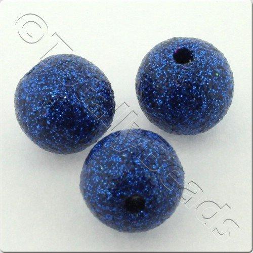 Resin Glitter Round 10mm Bead - Royal Blue