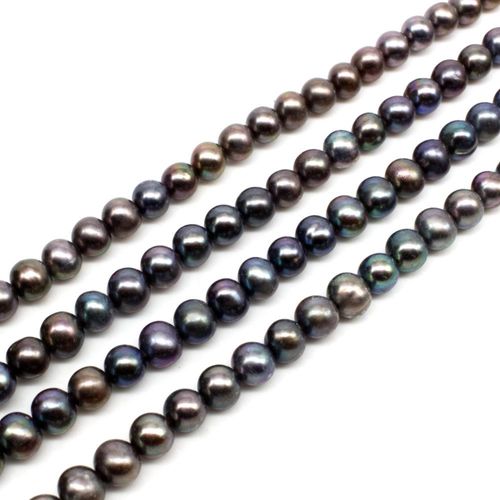 Freshwater Pearls 5 6mm Round Grey   14" String for jewellery making