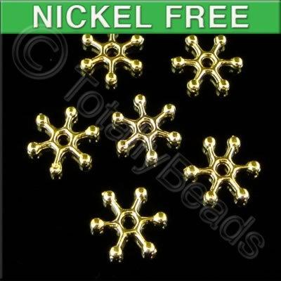 Snowflake Metal Bead 12mm - Gold Plated 40pcs