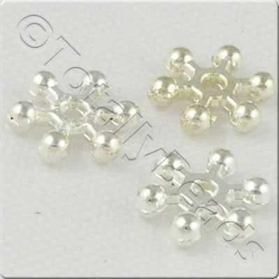 Silver Metal Bead - Snowflake 10mm 40pcs