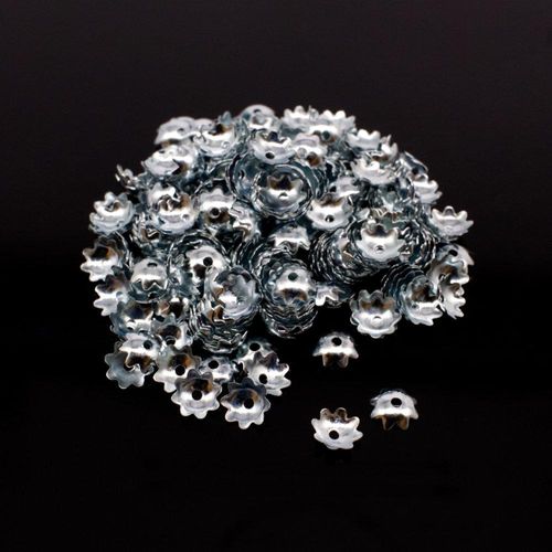 Iron Beadcap 6mm 8 Petel   Rhodium 200pcs for jewellery making