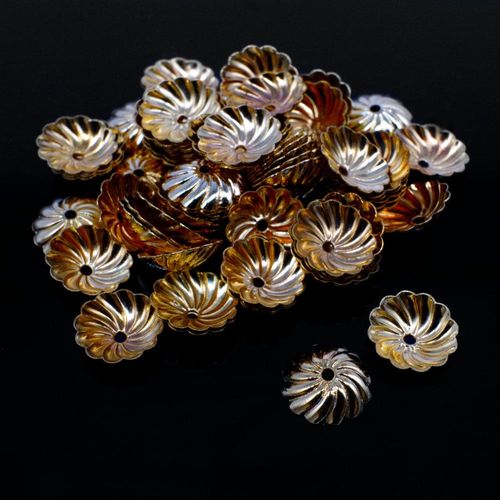 Iron Beadcap 9mm Swirl Petel   Champagne 100pcs for jewellery making
