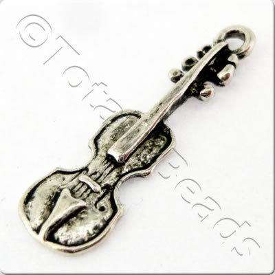 Tibetan Silver Charm - Violin 12pcs