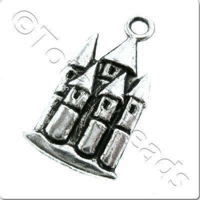 Tibetan Silver Charm - Castle 6pcs