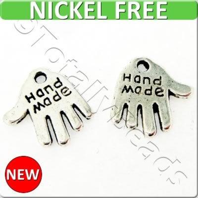Antique Silver Metal Charm - Hand made Hand 13mm 15pcs - A0073