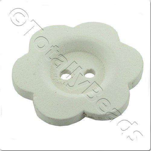 Wooden Flower Button 27mm - White