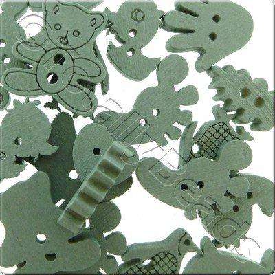 Wooden Button Mixed Shapes - Grey