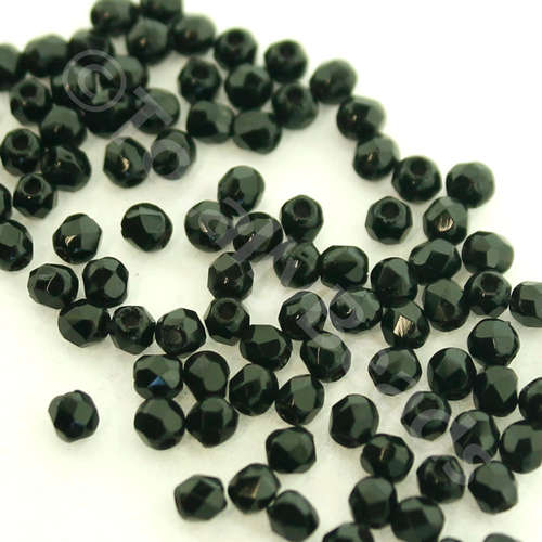 2mm Czech glass fire polished faceted beads jet black — pack of 100, high-quality faceted beads perfect for jewelry making and beadwork p…