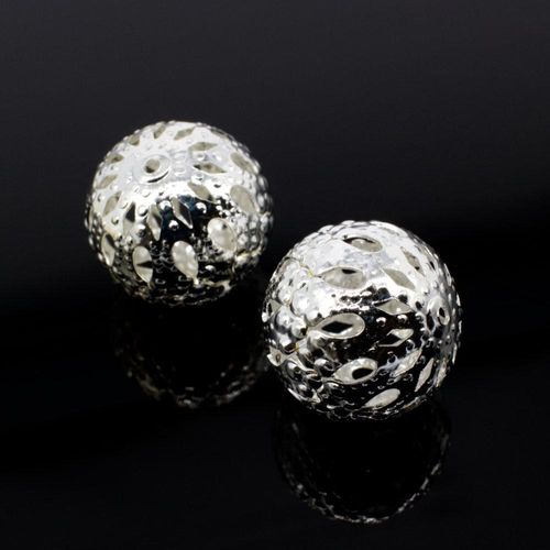 Filigree Round Spacer Beads 16mm 10pc   Silver Plated for jewellery making