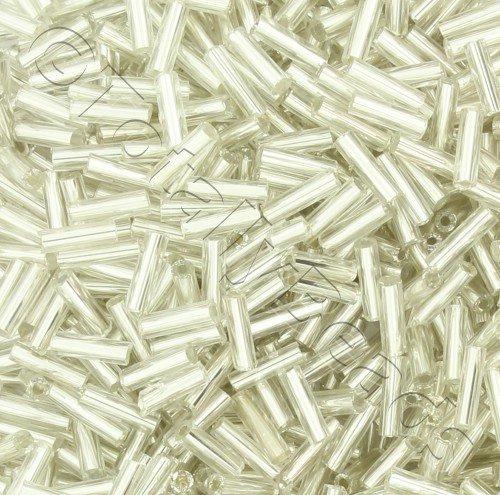 Bugle Beads 6mm - Silver Lined Clear 100g