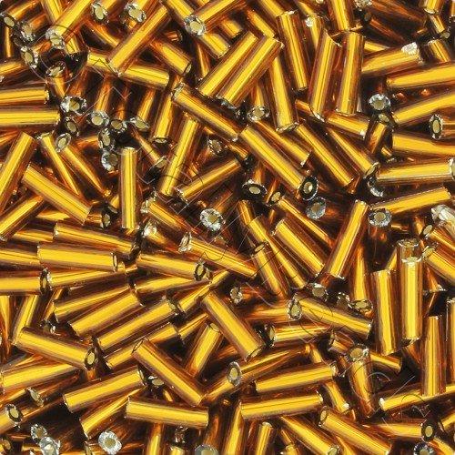 Bugle Beads 6mm - Silver Lined Brown 100g