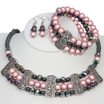Regency Pink Filigree Jewellery Bead Pack jewelry making kit — DIY set with beads and instructions for creating handmade jewelry