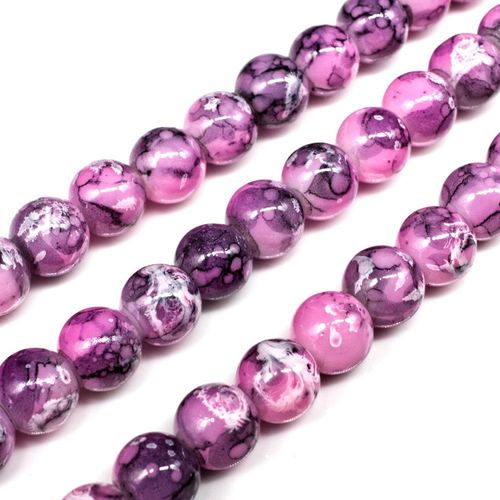 Ancient Marble Glass Beads Round 8mm   Pink for jewellery making