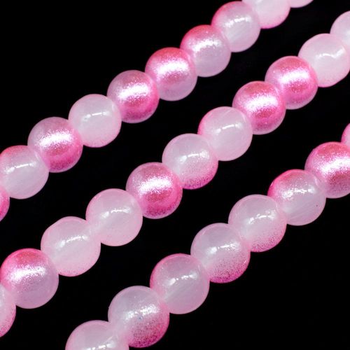 Glass Jade Glitter Beads 8mm Round   Pink for jewellery making