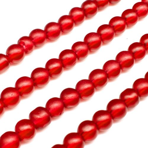 Glass Frosted Beads 6mm Round   Red for jewellery making