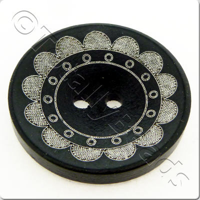 Printed Black Wooden Button - 6pcs style 2