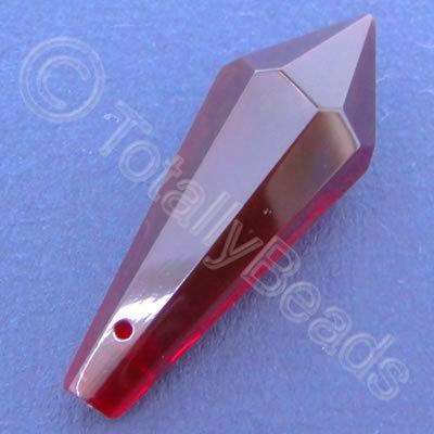 Glass Pendant Pointed Drop Red - 37mm
