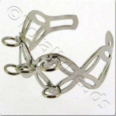 Beading Ring - 5 Loop Cross - Rhodium Colour