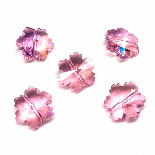 14mm crystal beads pink ab 14x14mm, pack of 8 — AB finish, faceted for jewelry making and beadwork