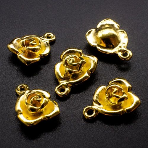 Gold Metal Charm Flower 12mm 10pcs for jewellery making