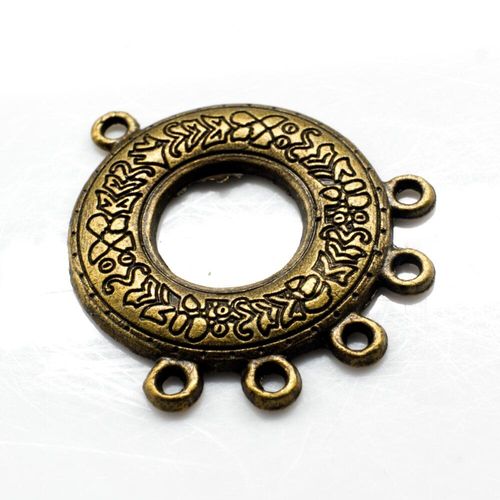 Antique Bronze Metal Connector 5/1 Ring 24mm 4pcs for jewellery making