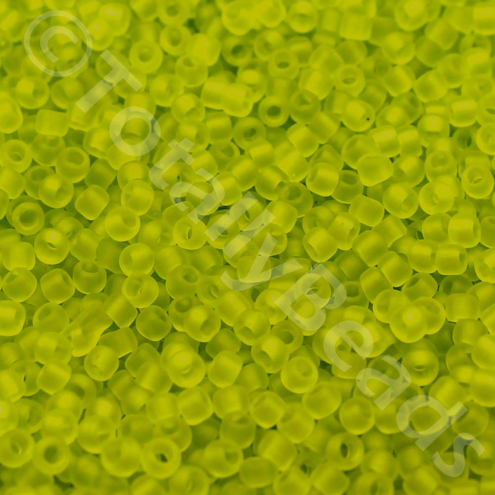 Toho Size 11 Seed Beads 10g - Trans Frost Lime Green