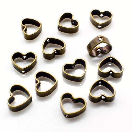 Antique Bronze Metal Bead Frame Heart 7mm 40pcs for jewellery making