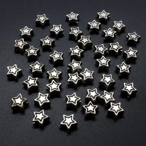 Antique Silver Metal Bead Star 6.5mm 50pcs for jewellery making