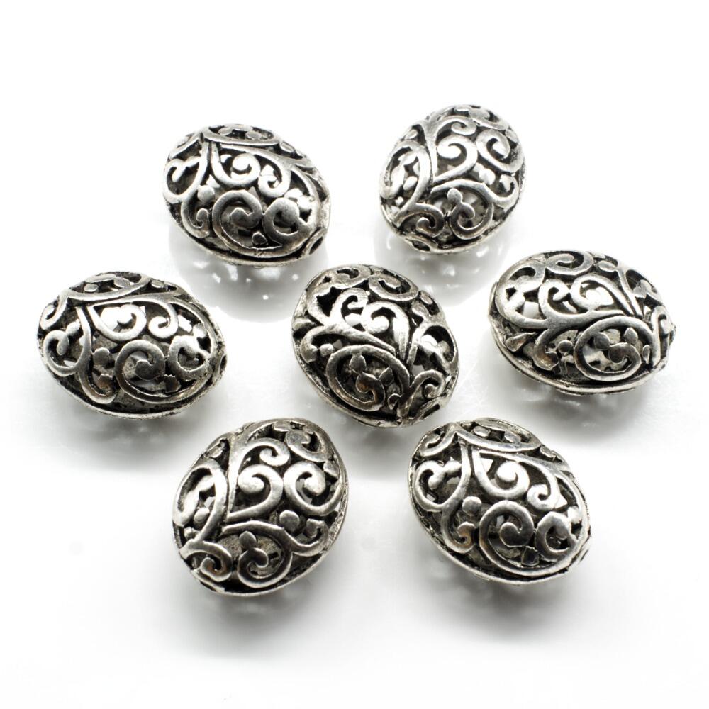 Antique Silver Metal Bead Hollow Filigree 17mm 5pcs for jewellery making