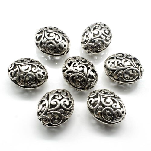 Antique Silver Metal Bead Hollow Filigree 17mm 5pcs for jewellery making