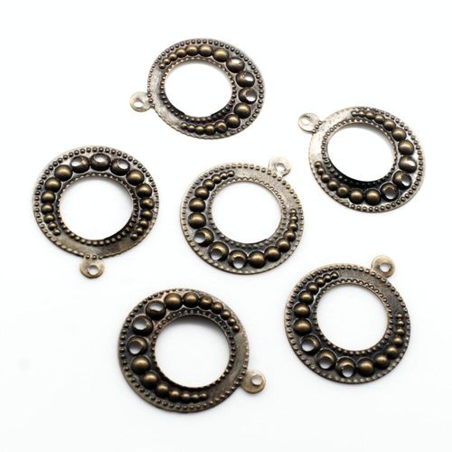 Iron Bronze Filigree Connector Ring 3/1 16mm 20pcs for jewellery making