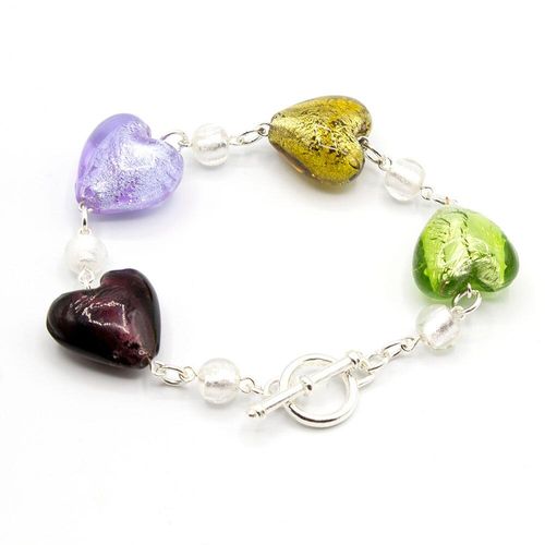 Silver Foil Heart Bracelet Silver by Brenda for jewellery making