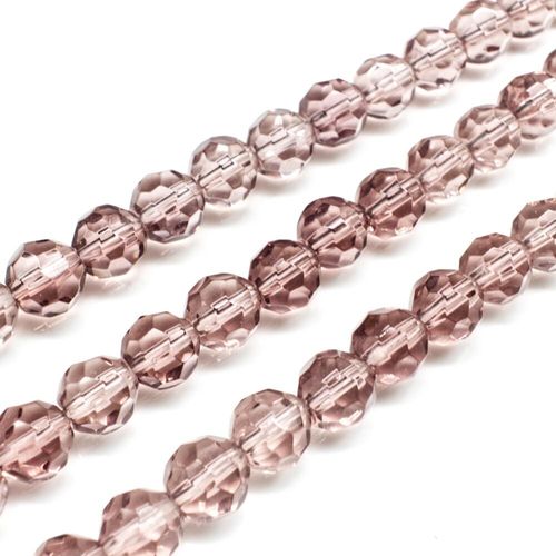 Glass Beads 8mm Facet Round   Light Amethyst 14" String for jewellery making