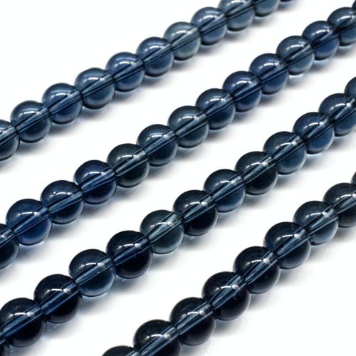 Glass Beads 6mm Round   Navy 14" String for jewellery making
