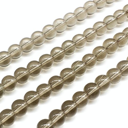Glass Beads 6mm Round   Light Grey 14" String for jewellery making