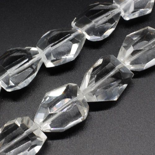 Glass Beads 20mm Facet Nugget   Clear 10pcs for jewellery making